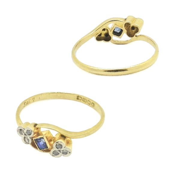 SOLD ✨ Ring Sapphire + Diamond 18K Gold - Picture 7 of 8